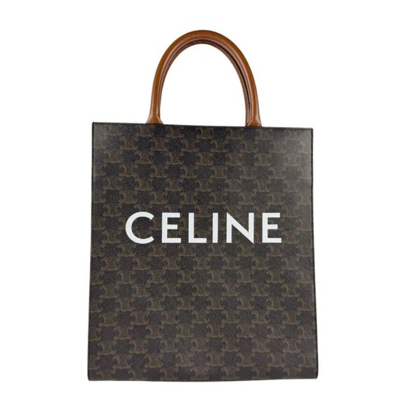 Auth CELINE Small Vertical Cabas Handbag Shoulder Bag Brown PVC/Leather - Picture 1 of 14